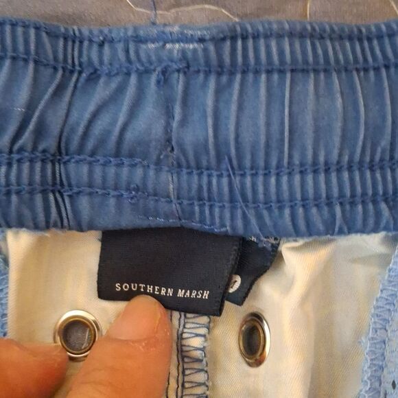 Southern Marsh Blue and Green Patterned Swim Trunks size medium - Picture 2 of 5